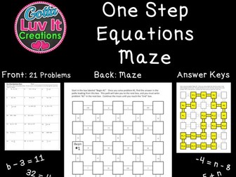 Solving Equations One Step Equations With Negatives - 2 Mazes