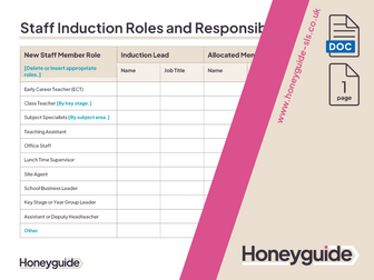 Staff Induction Roles and Responsibilities
