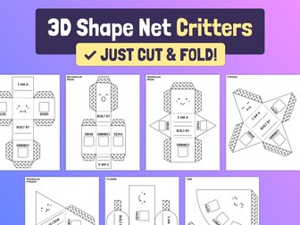 Cute 3D Shape Nets Activity | Cutout 3D Shapes Craft, No Prep Geometry Center