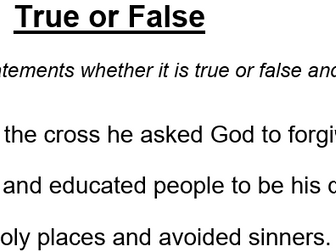 True or False about Jesus
