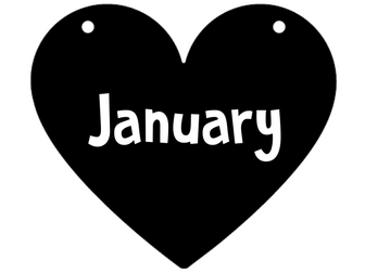 Heart-shaped months names for display