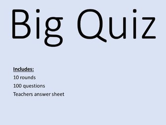 End of Year Quiz- 10 rounds, 100 questions
