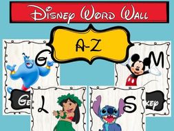 Disney Word Wall Alphabet Cards With Characters Names Teaching Resources