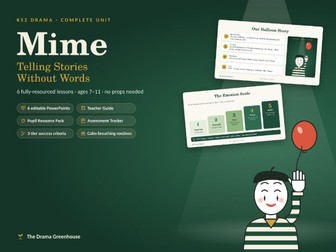 KS2 Drama: Mime Unit – Telling Stories Without Words (6 Lessons, Slides, Resources & Assessment)