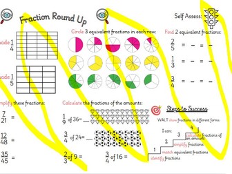 Fraction Placemat Check Up / Assessment
