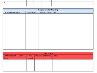 Fitness Training session plan template
