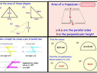 GCSE Geometry - Area, Perimeter, Volume, Angles & Pythagoras Revision (ppt)