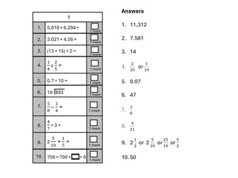 Year 6 Maths - SATs arithmetic and reasoning - Key Stage 2 Practice sheets