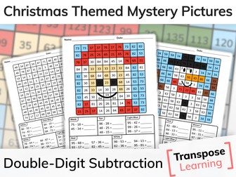Christmas Double Digit Subtraction Mystery Pictures | Math Review Worksheets