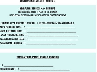 Direct object pronouns Spanish KS3/4
