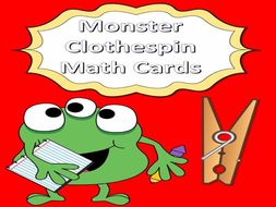 Monster Clothespin Task Card Number Activity