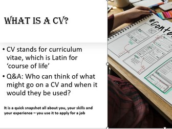 Easy guide to writing a CV. Class discussion activities and simple guide to creating a CV