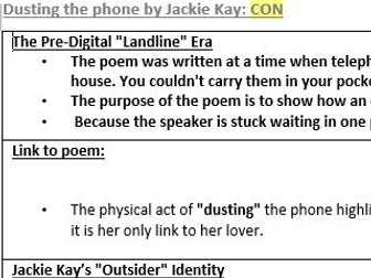 WJEC Poetry 2027 Dusting the Phone Historical Context revision sheet