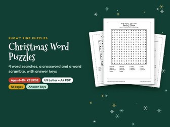 Christmas Wordsearch, Crossword & Word Scramble + Answers