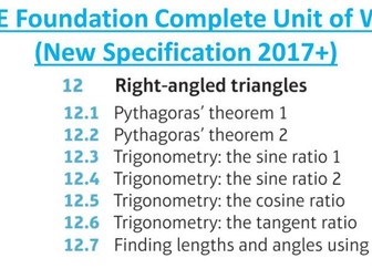 GCSE Foundation (Unit 12): Right-Angle Triangles