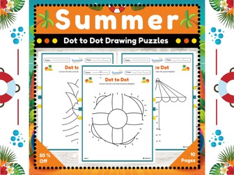 Summer Dot to Dot Counting Activity : Connect the Dots - End of Year Activity