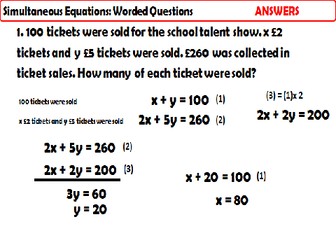 Simultaneous Equations -  Elimination