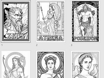 Ancient Greek / Greece Gods Colouring / Coloring Pages / Sheets Mindfulness A4 Printable Zeus, Ares
