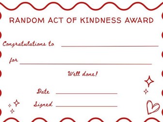 Act of kindness certificate