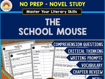 THE SCHOOL MOUSE Novel Study Comprehension, Critical Thinking, Vocab, MCQs, True or False, Writing P