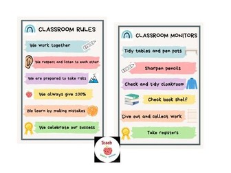Classroom Monitors and Classroom Rules Posters