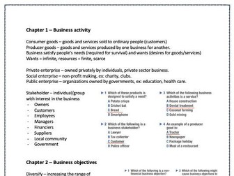 Business IGCSE Edexcel Revision Notes (Unit 1-5)