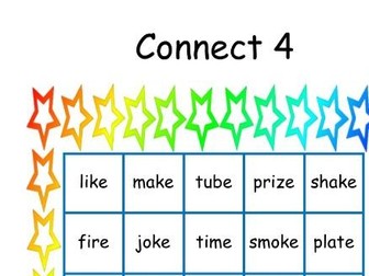 Phase 5 "Connect 4" reading game using words with split digraphs (a-e / o-e / u-e / i-e)