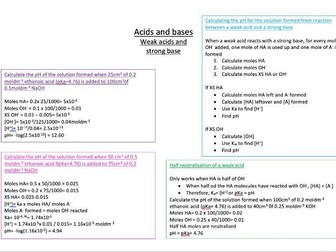 A-level chemistry revision resources- Acids and bases