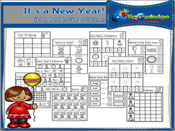 It's a New Year! Kindergarten Math & Literacy Worksheets | Teaching