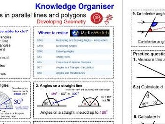 Maths Knowledge Organiser ( White Rose ) - Year 8 support - Summer - Unit 13 - Angles in parallel...