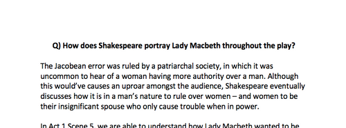 Lady macbeth essay questions and answers image