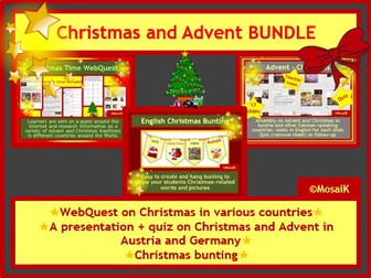 Christmas English WebQuest Presentation Quiz BUNDLE