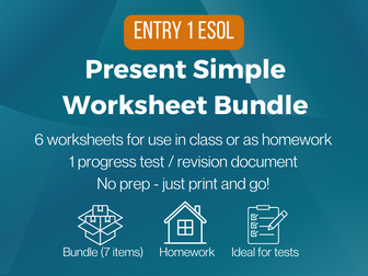 Present Simple Worksheet Bundle (ESOL Entry 1) || 6 Worksheets & 1 Progress Test