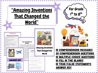 Amazing Inventions That Changed the World – Reading Passages, Worksheets & Assessments (Grades 1–8)
