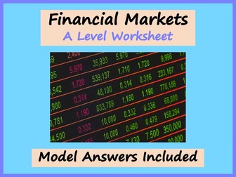 Financial Markets Worksheet - A Level Economics