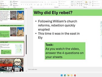 OCR B GCSE history norman conquest lesson 14 eastern rebellions (ely and hereward the wake)