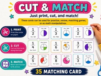 Fractions Flashcards Primary Maths Activity