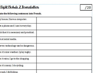 GCSE French Spanish Hobbies Translation