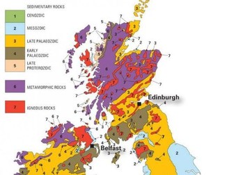 Colour-in geology map of the UK and Ireland