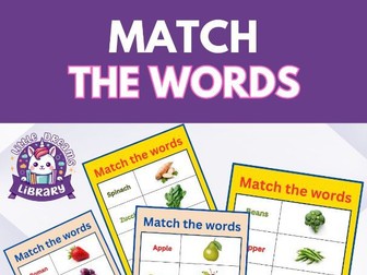 Fruits and Vegetables Matching Game: Match The Words Fine Motor Skills Activity