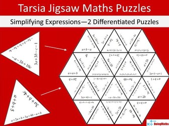 Simplifying Algebraic Expressions - Maths Tarsia Jigsaw Puzzles