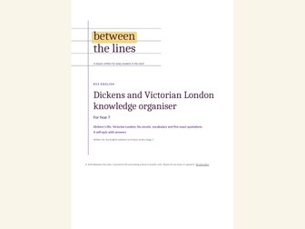 Dickens and Victorian London knowledge organiser for Year 7