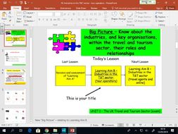 Travel and Tourism BTEC first level 2 - UNIT 1 - lesson 10 - Industries - Tour Operators