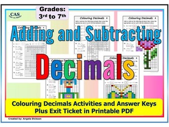 Adding and Subtracting Decimals Colouring (Activities with Exit Ticket)