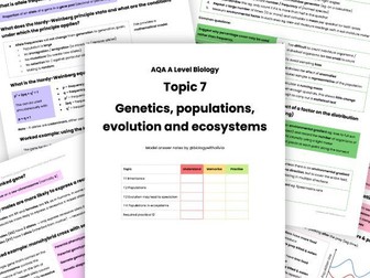 NEW Topic 7 Genetics, populations, evolution & ecosystems model answer notes AQA A Level Biology
