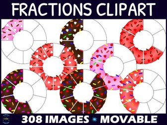 Valentines Donuts Fractions Clipart