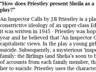 An Inspector Calls grade 9 essay - "Sheila"