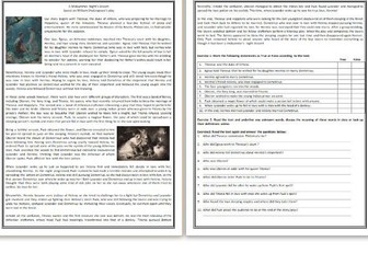 A Midsummer Night’s Dream - The Story - Reading Comprehension Worksheet