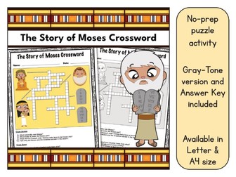 The Story of Moses Crossword Puzzle Printable