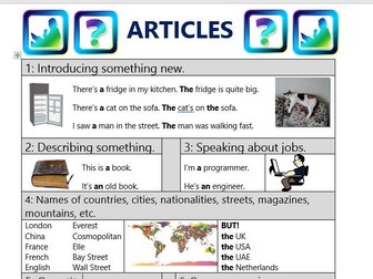 Definite and indefinite articles chart